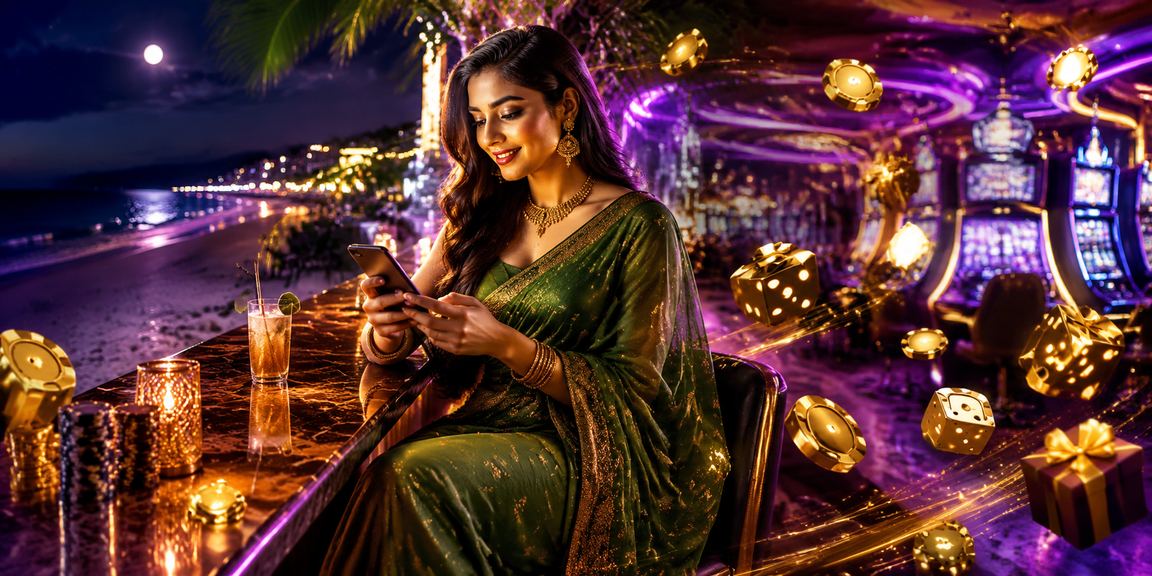 কক্সবাজারে শাড়ি পরা ব্যক্তি সমুদ্রসৈকতে মোবাইলে ক্যাসিনো গেম খেলছেন